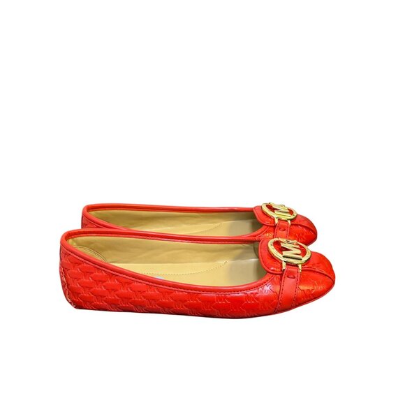 Michael Kors Red Embossed Leather Ballet Flats Size 6 - Picture 5 of 8